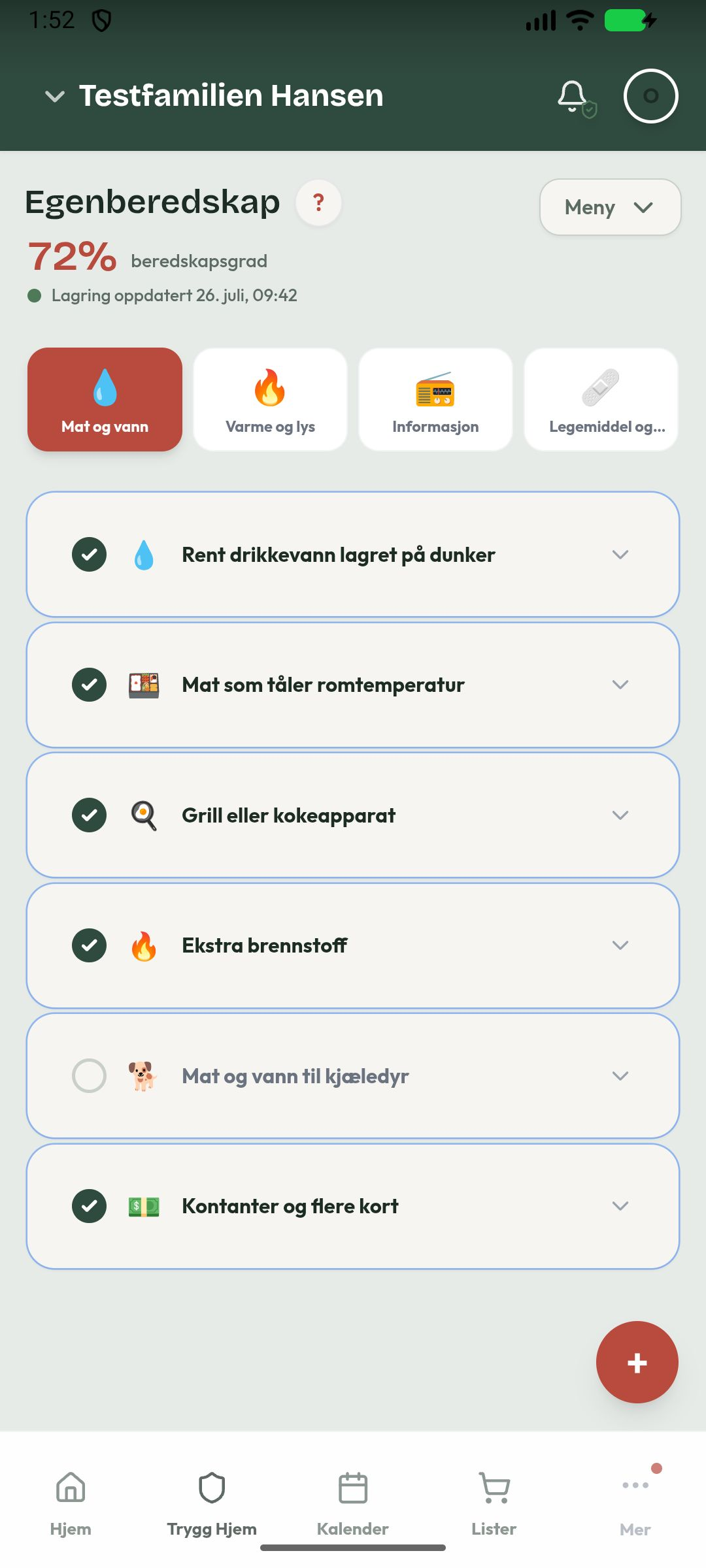 Beredskap i Storfamilien-appen