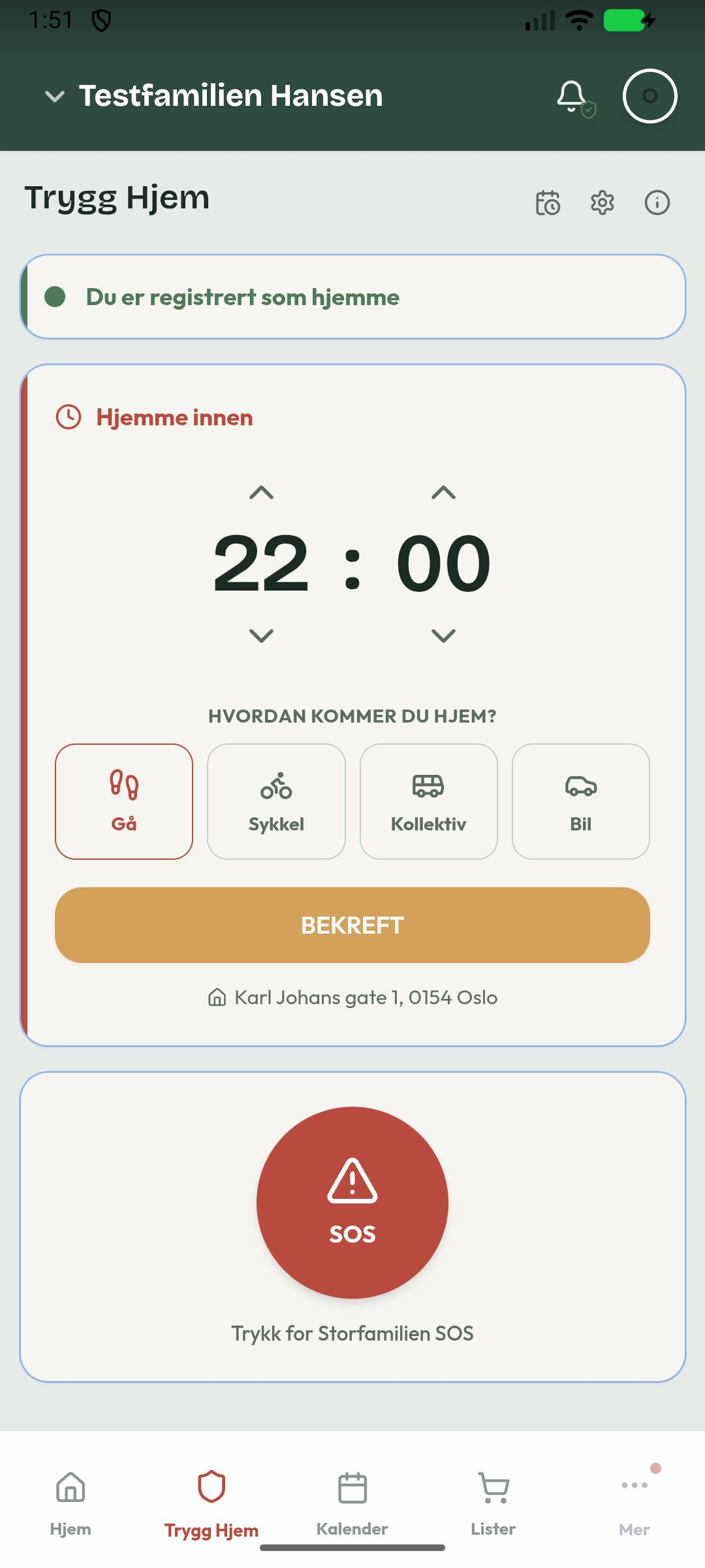 Trygg Hjem og SOS i Storfamilien-appen